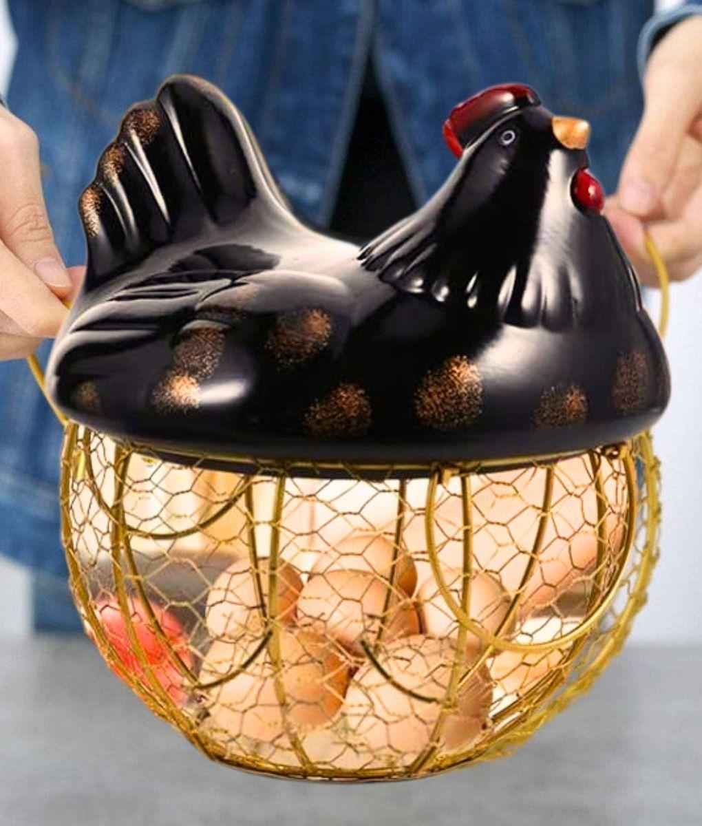 Porta Huevos Decorativo Gallina Cesta Almacenamiento Jhn-4