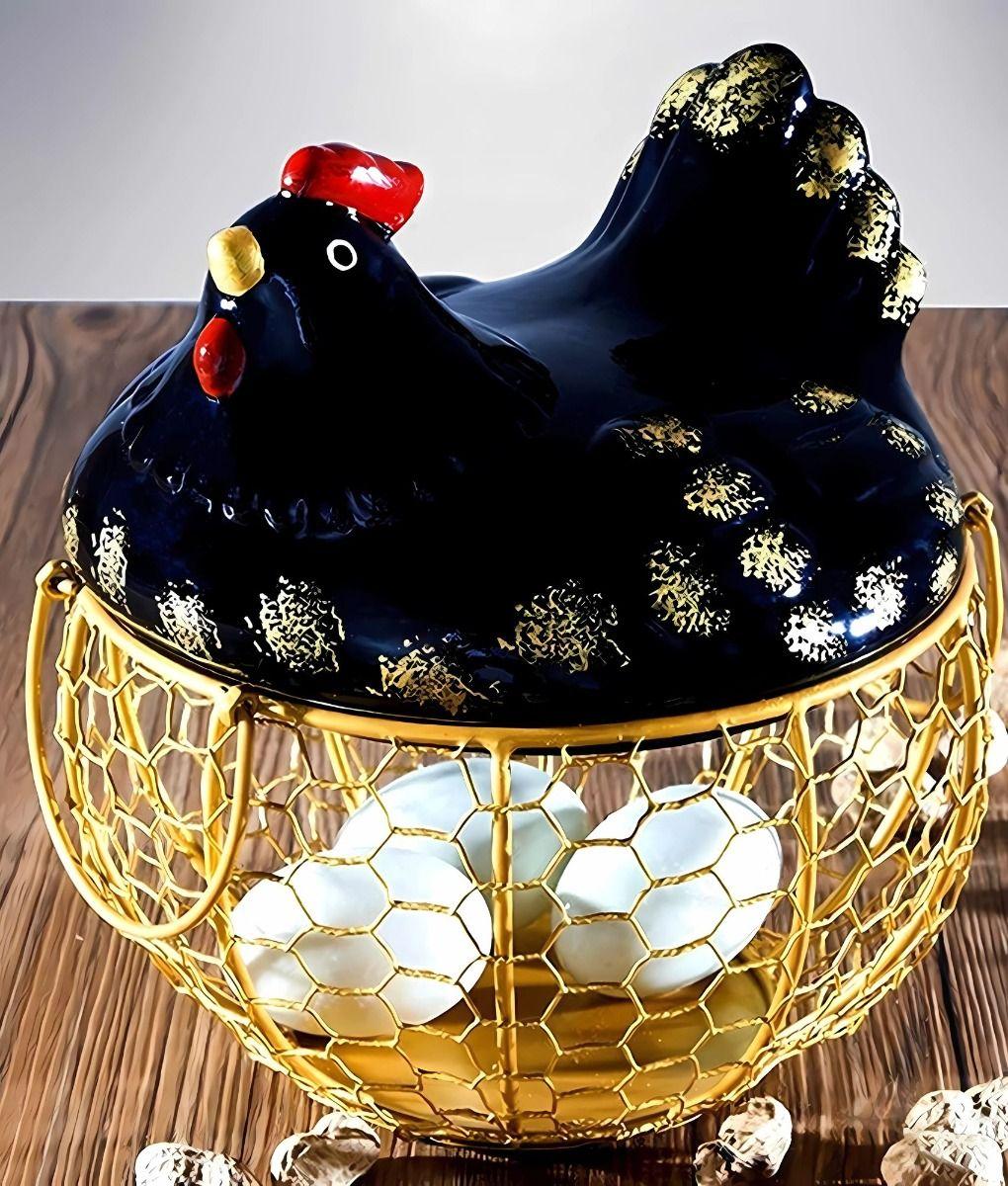 Porta Huevos Decorativo Gallina Cesta Almacenamiento Jhn-8