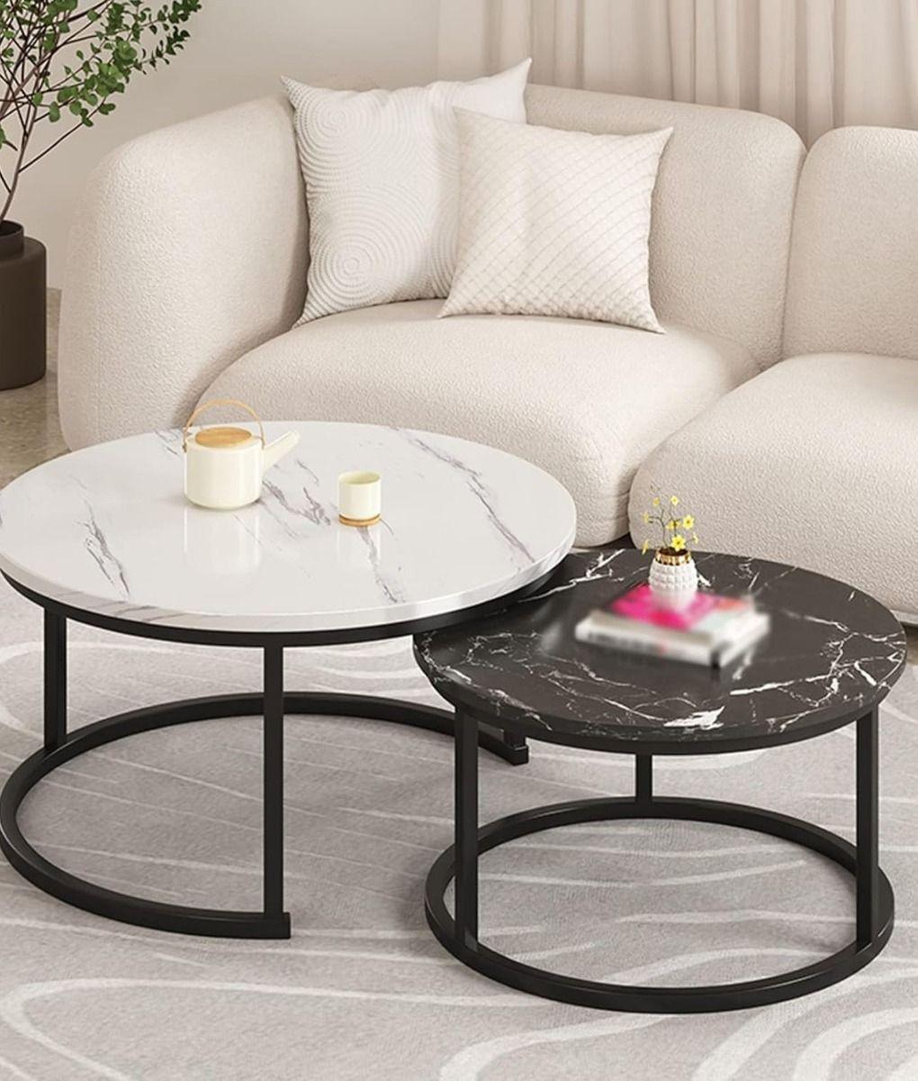 Set 2 Mesa Centro Decorativa Auxiliar Hogar Combinada Jhn-8