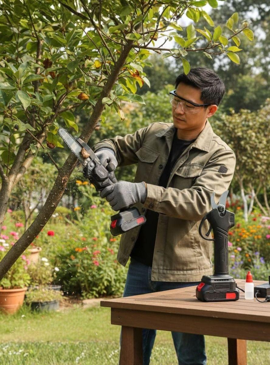 Kit Jardinería Mini Motosierra Pequeña Tijera Podar Jhn-4