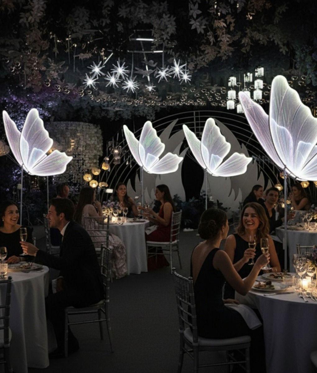 Lámpara Pie Decorativa Mariposa LED Luminosa Evento Jhn-2