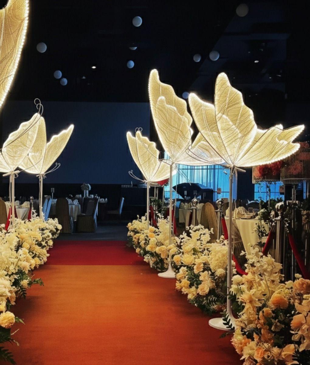 Lámpara Pie Decorativa Mariposa LED Luminosa Evento Jhn-7