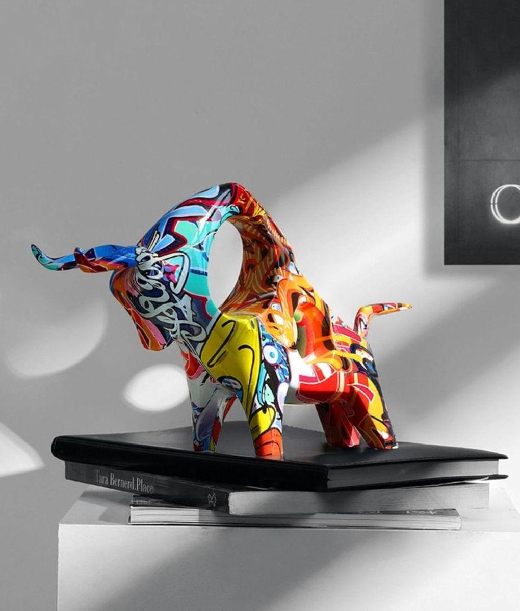 Figura Decorativa Toro Estatua Graffiti Adorno Hogar Jhn-9