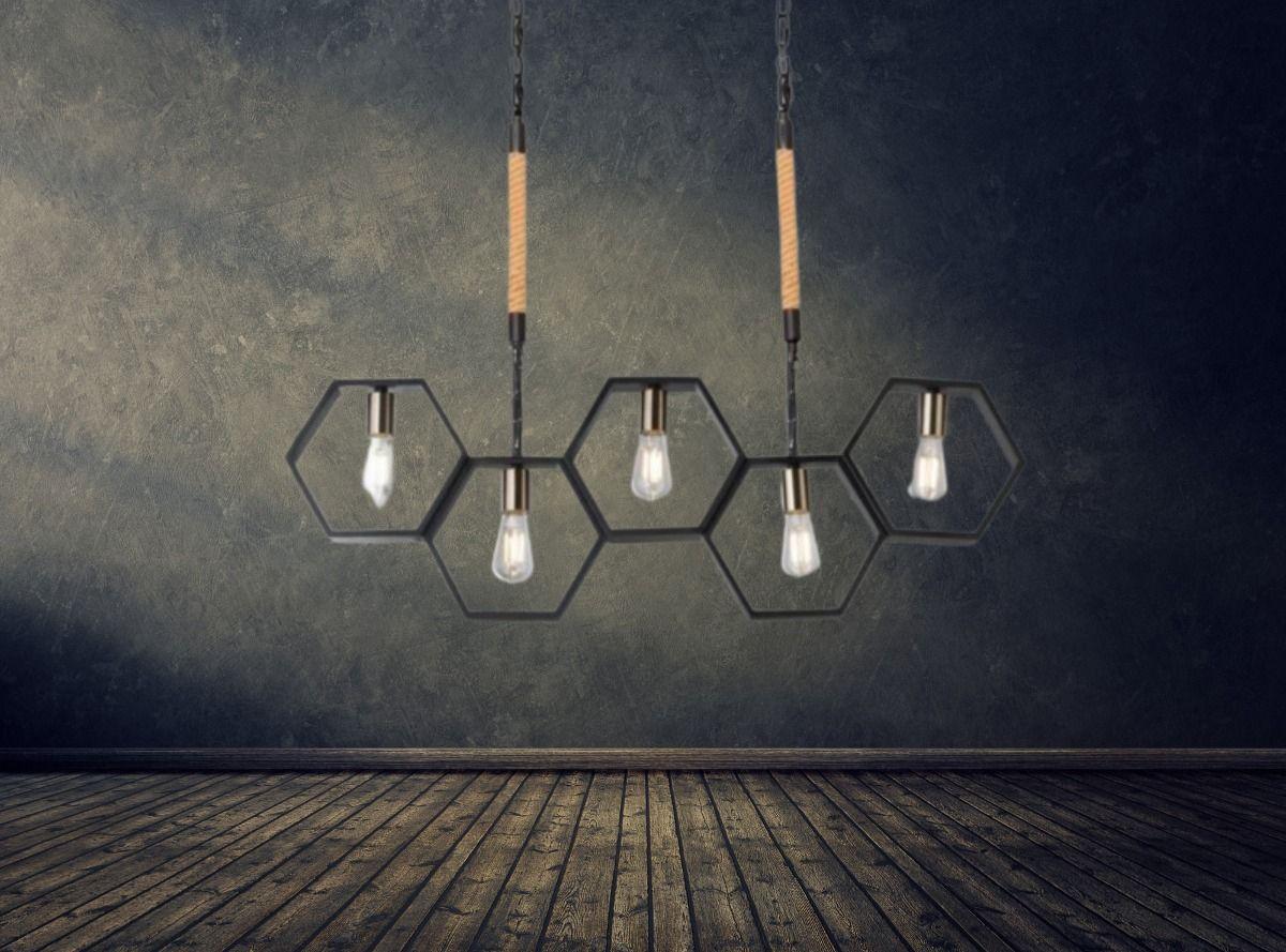 Lámpara Colgante Techo 5 Luces E27 Moderno Geométrico Jhn-3