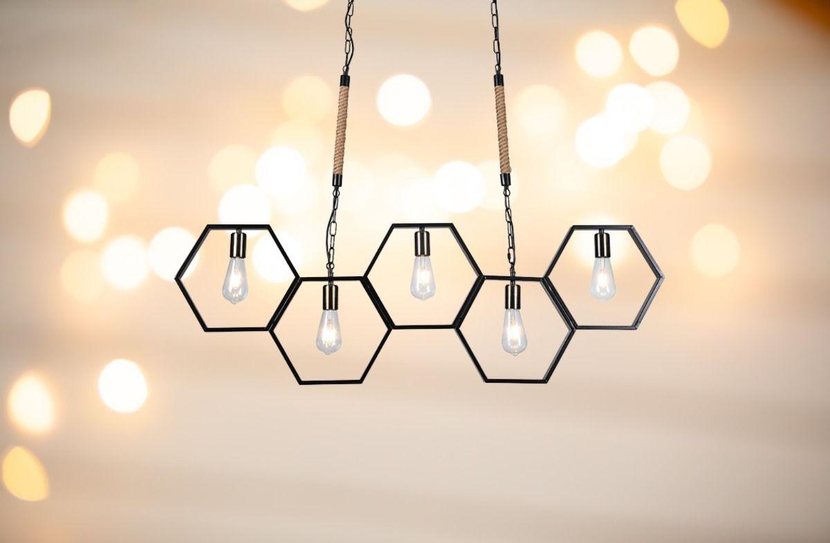 Lámpara Colgante Techo 5 Luces E27 Moderno Geométrico Jhn-5