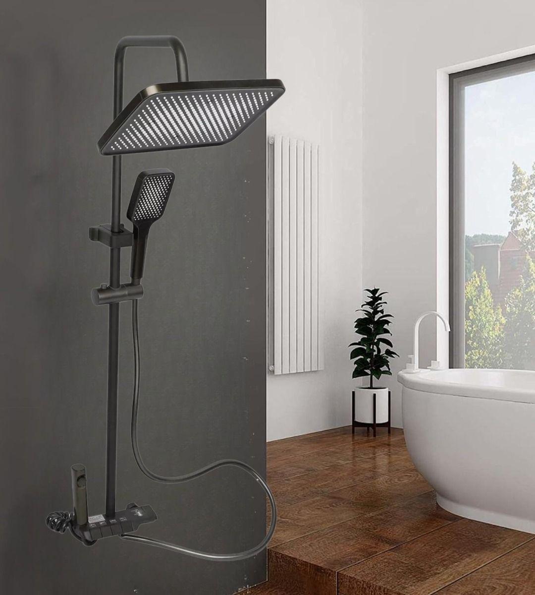 Regadera Ducha Cuadrada Columna Alta Presión Spray 4en1 Jhn-7