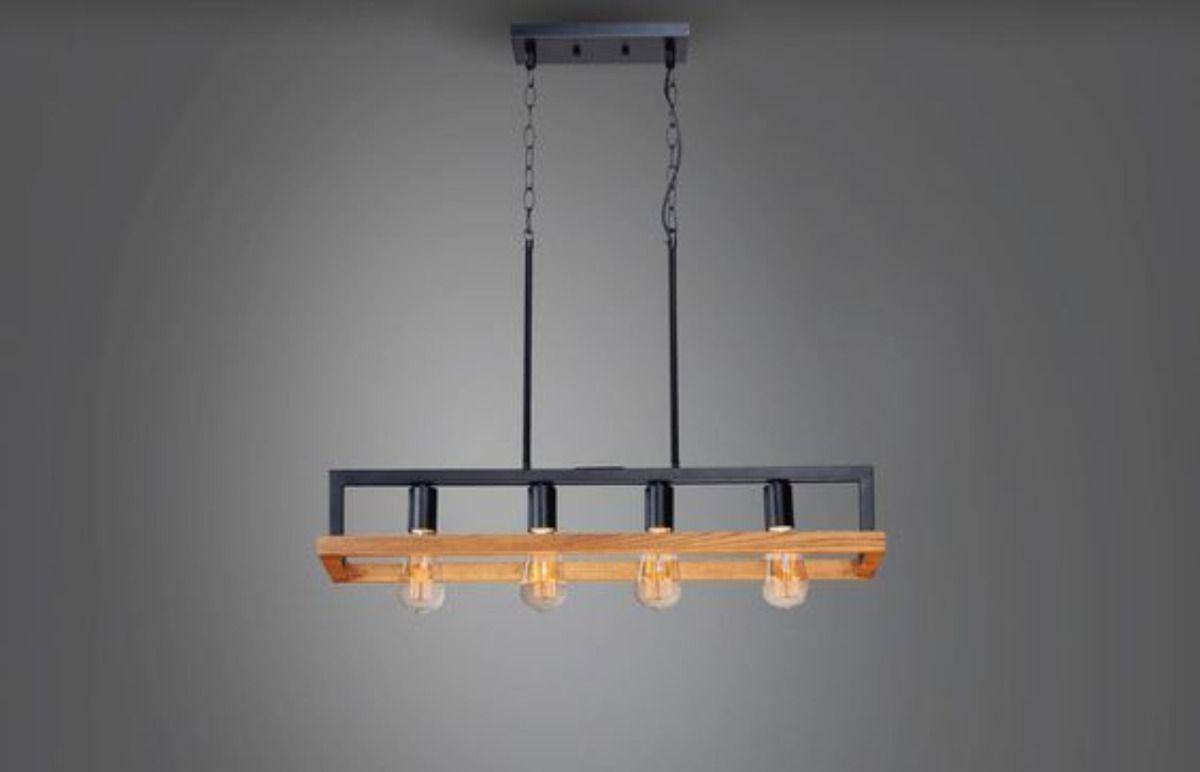 Lampara Colgante Lineal Madera 3 Luces Vintage Bar Hogar Lau-9