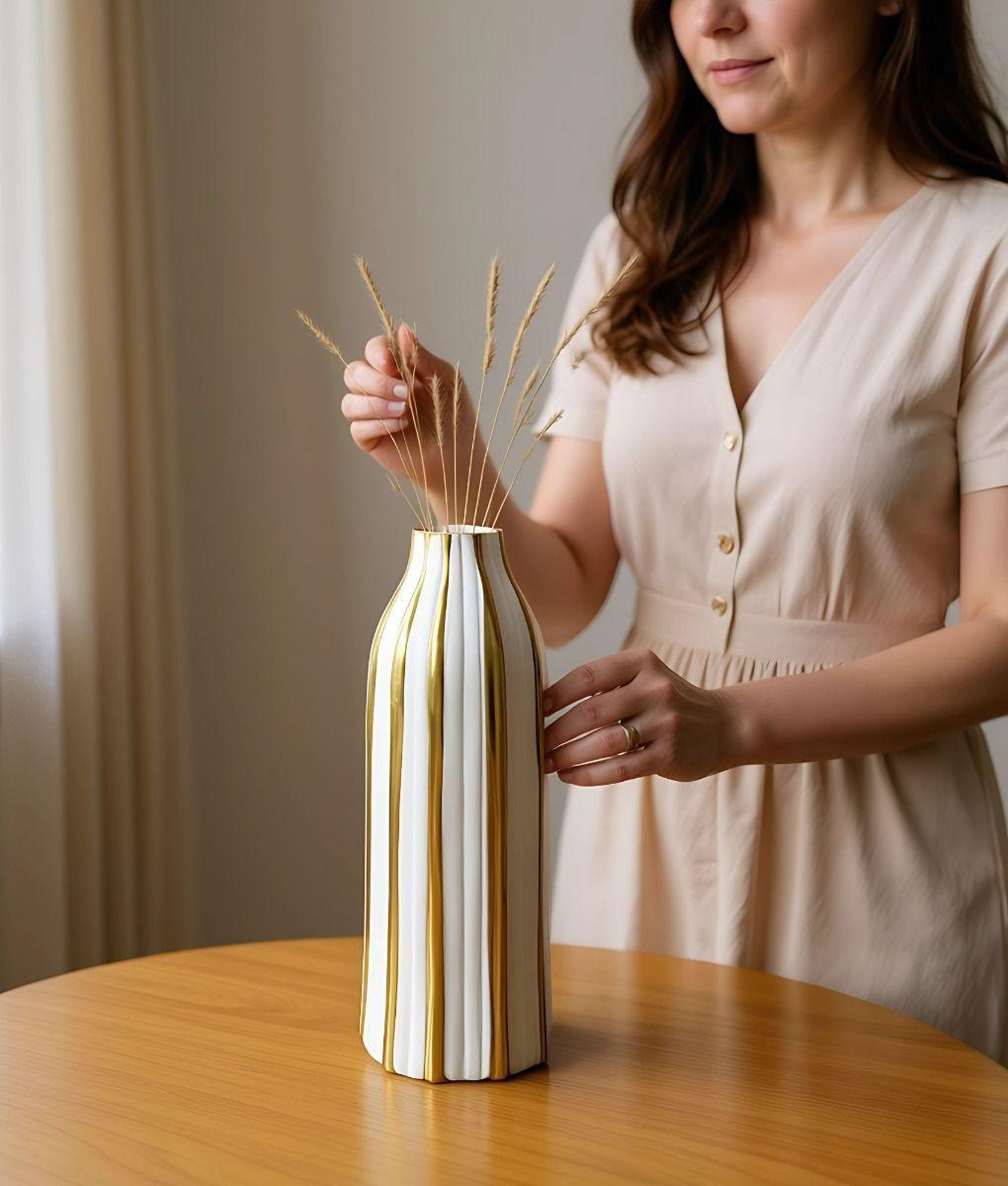 Florero Decorativo Rayas Moderno Versátil Hogar Jhn-3