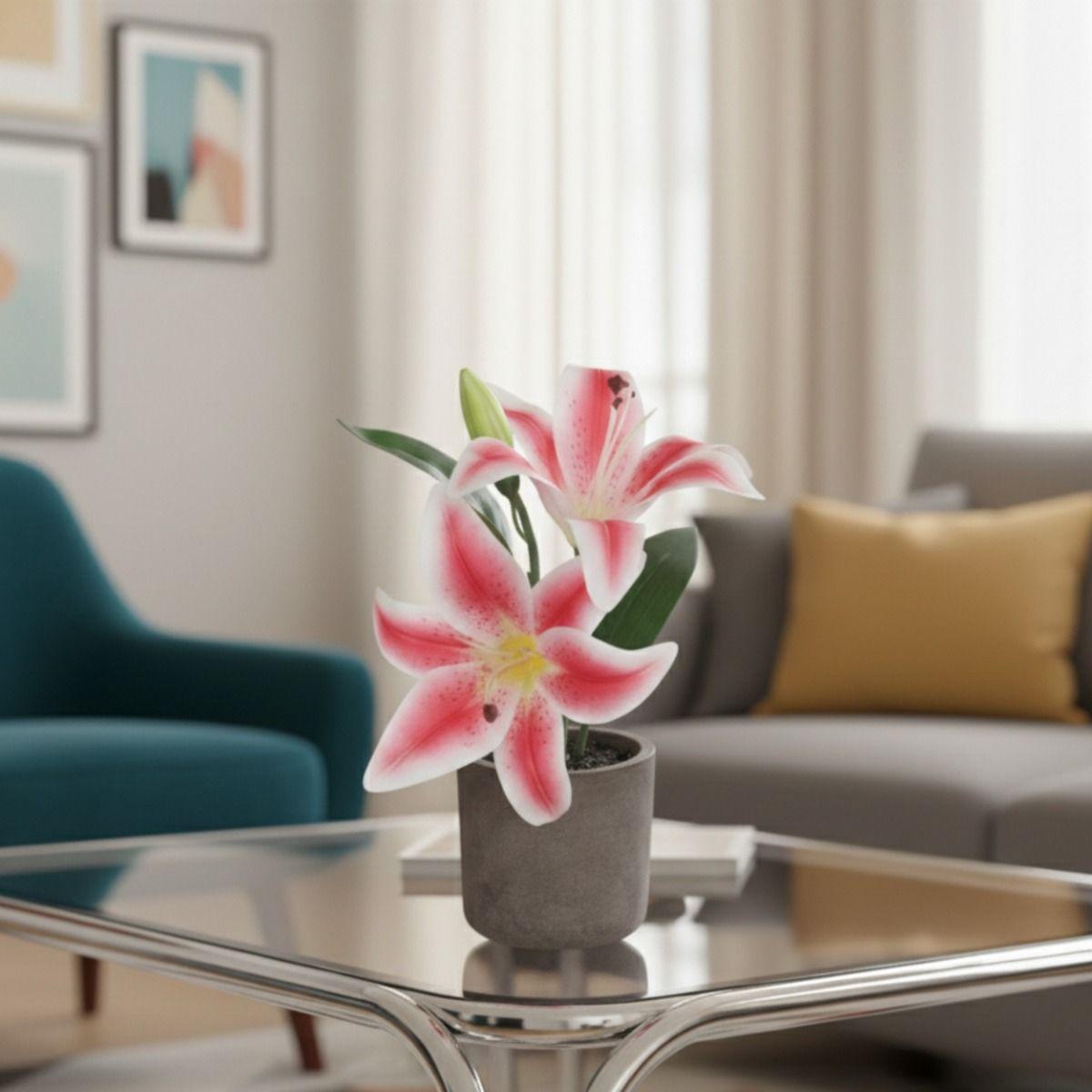 Set 2 Planta Artificial Decorativa Lirios Adorno Hogar Jhn-9