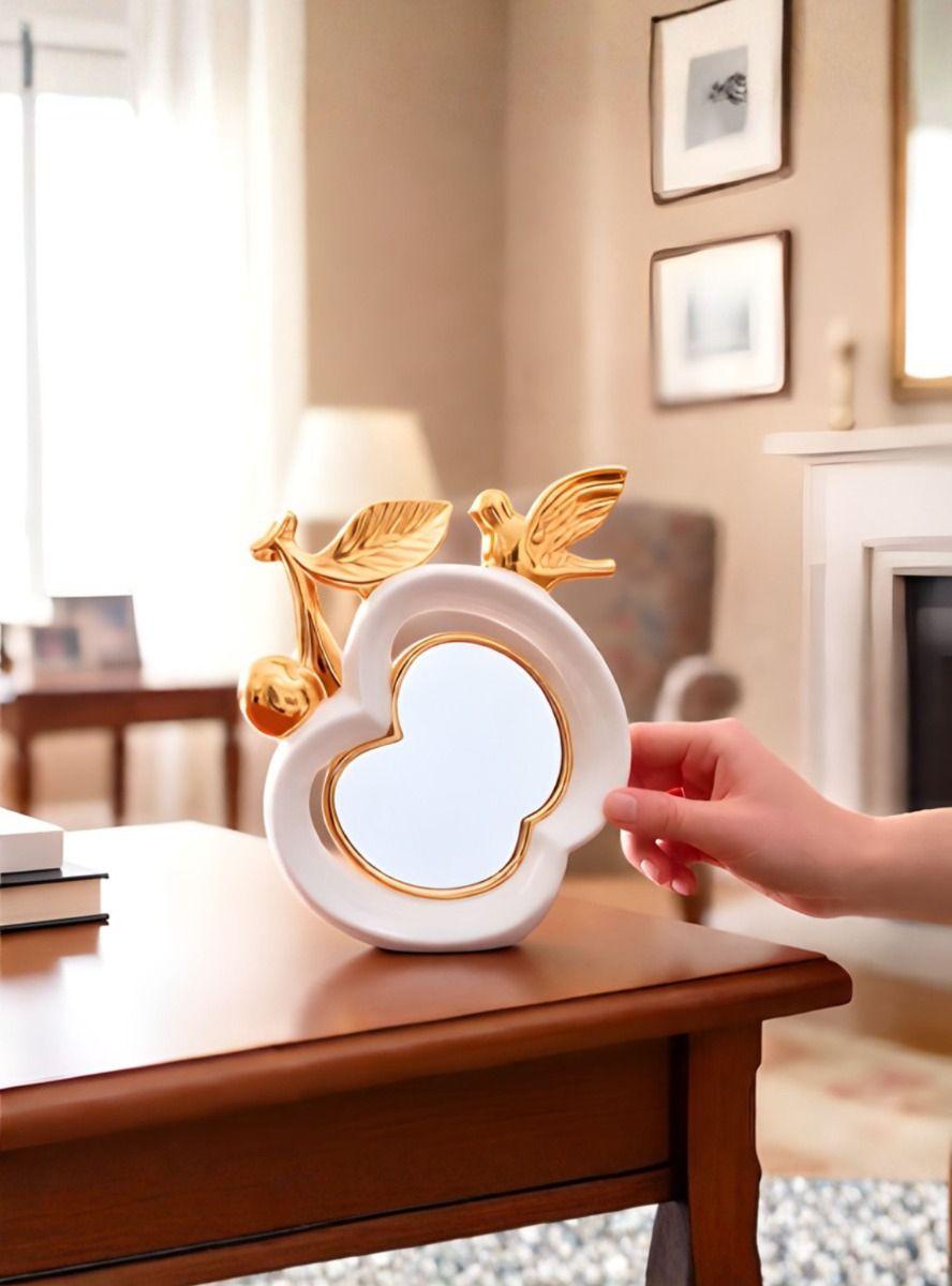 Figura Decorativa Adorno Diseño Pájaro Espejo Manzana Jhn-2