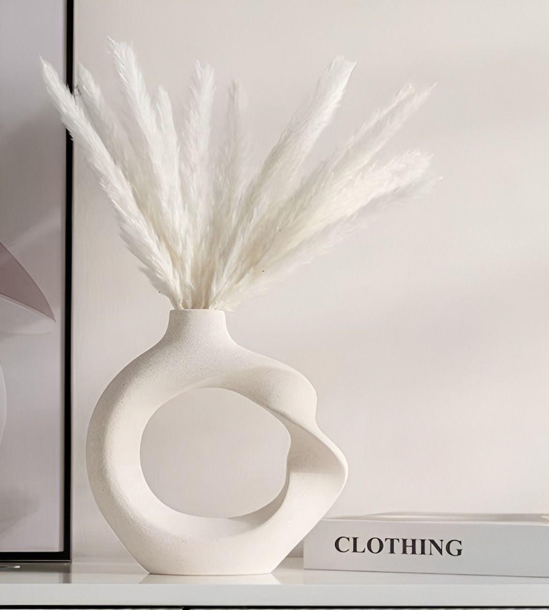 Jarrón Flores Cerámica Decoración Moderno Pequeño Blanco Jhn-1
