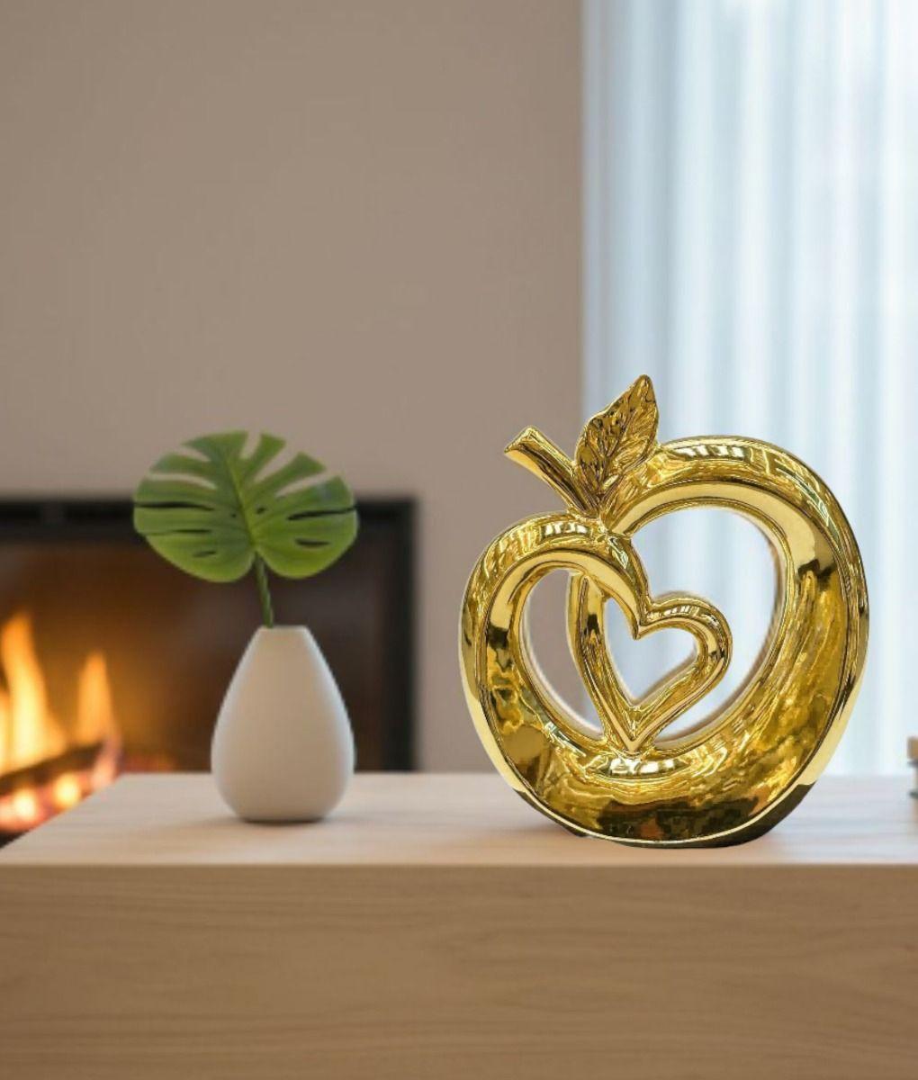 Figura Decorativa Manzana Corazón Estatua Adorno Hogar Jhn-9