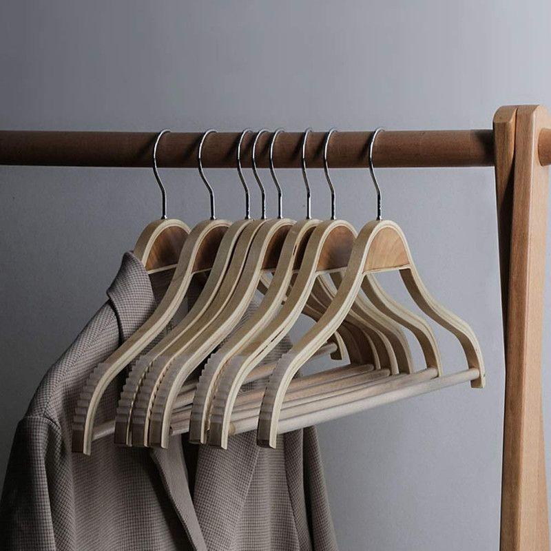 Set 14 Perchas Madera Resistente Camisa Pantalones Lau-4