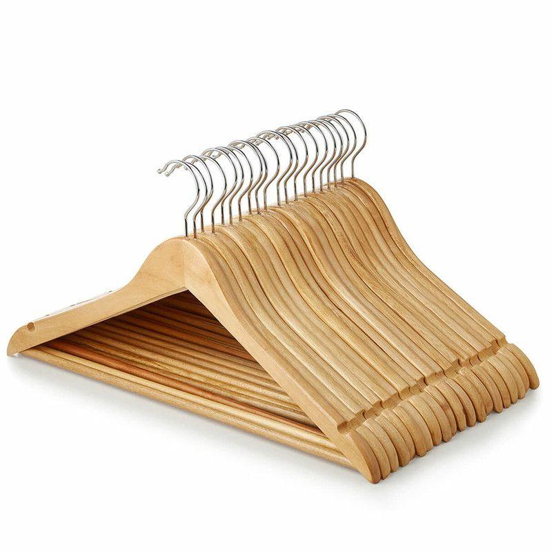 Set 14 Perchas Madera Resistente Camisa Pantalones Lau-5