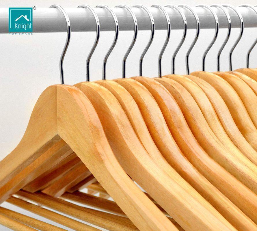 Set 14 Perchas Madera Resistente Camisa Pantalones Lau-7