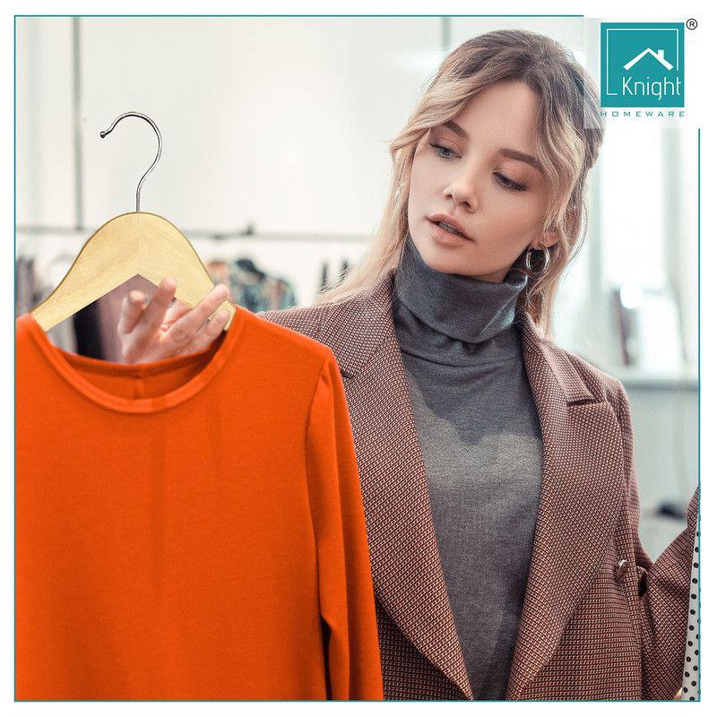 Set 14 Perchas Madera Resistente Camisa Pantalones Lau-8