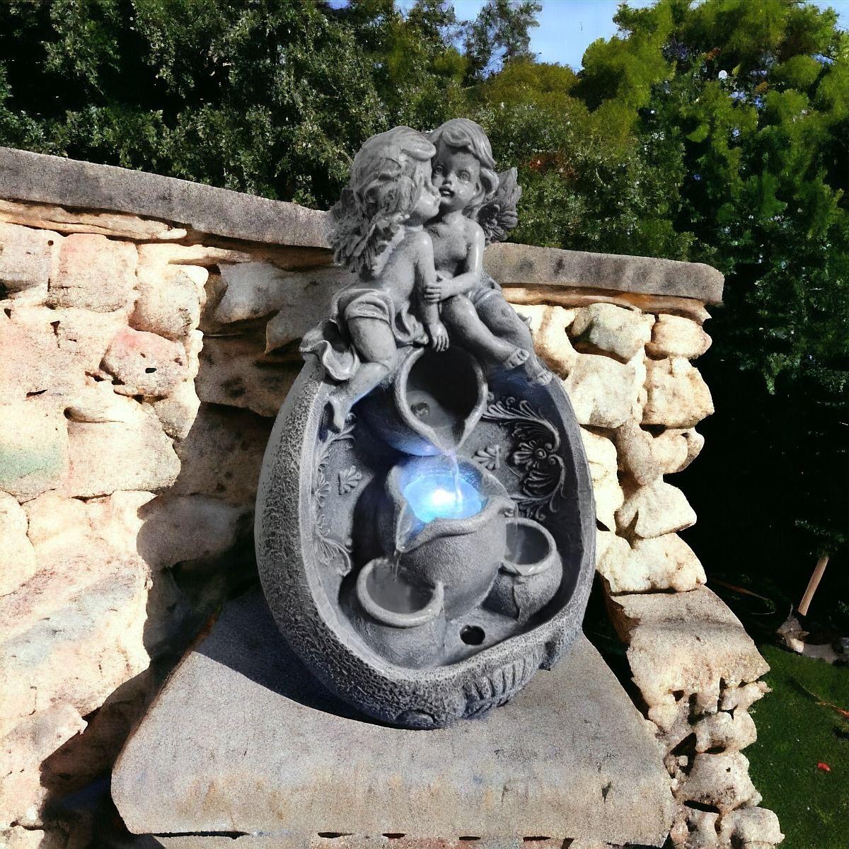 Fuente De Agua Diseño Angeles Con Luz LED Decorativa Jhn-5