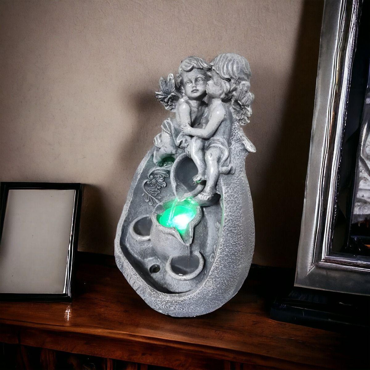 Fuente De Agua Diseño Angeles Con Luz LED Decorativa Jhn-7