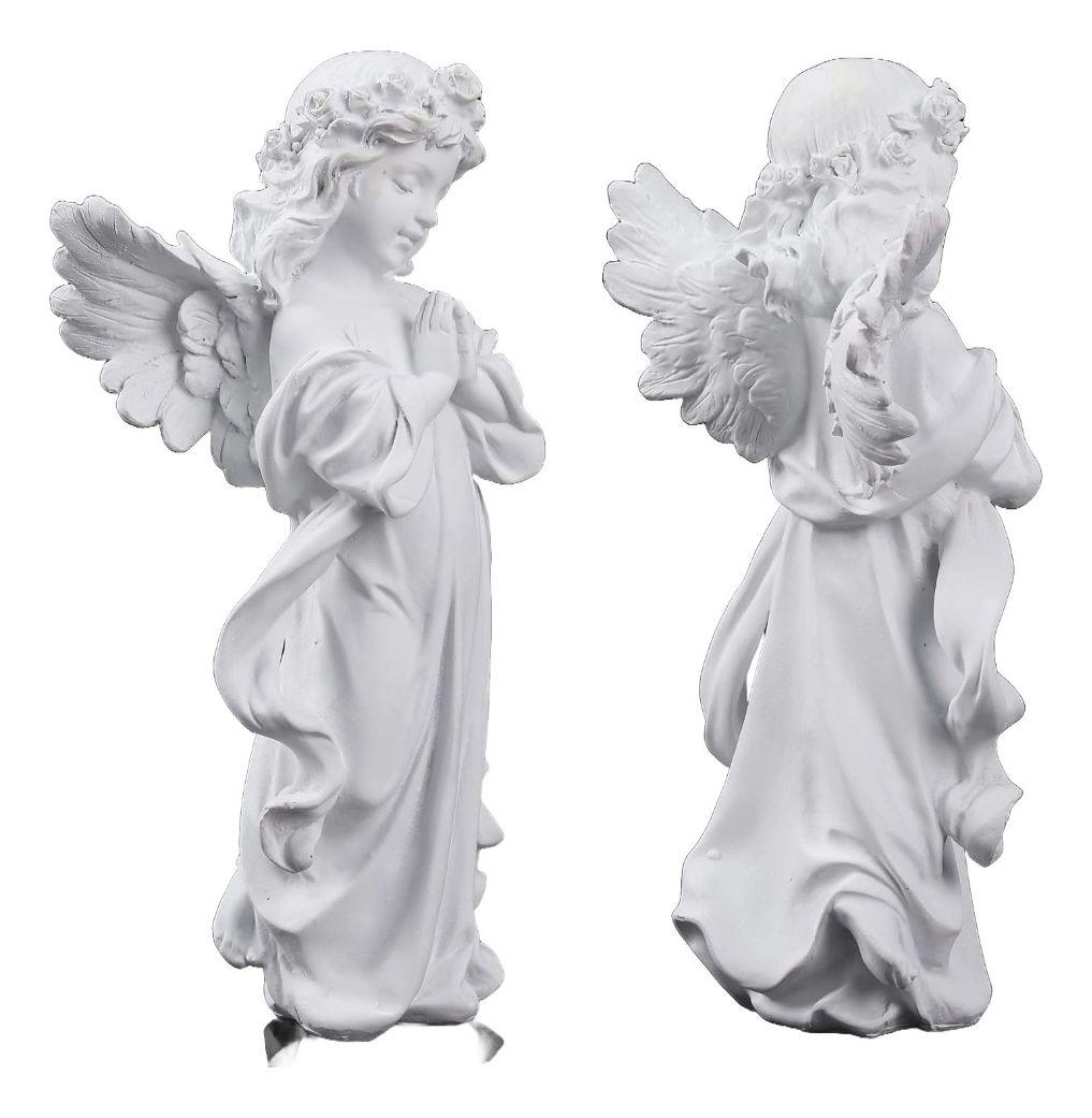 Set de 2 Estatua Angel Guarda Rezando Pie Jhn-1