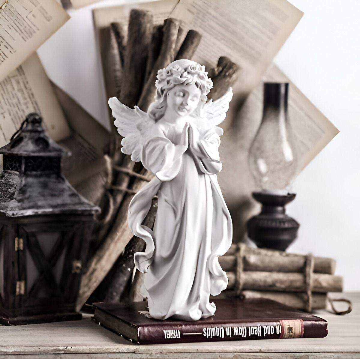 Set de 2 Estatua Angel Guarda Rezando Pie Jhn-2
