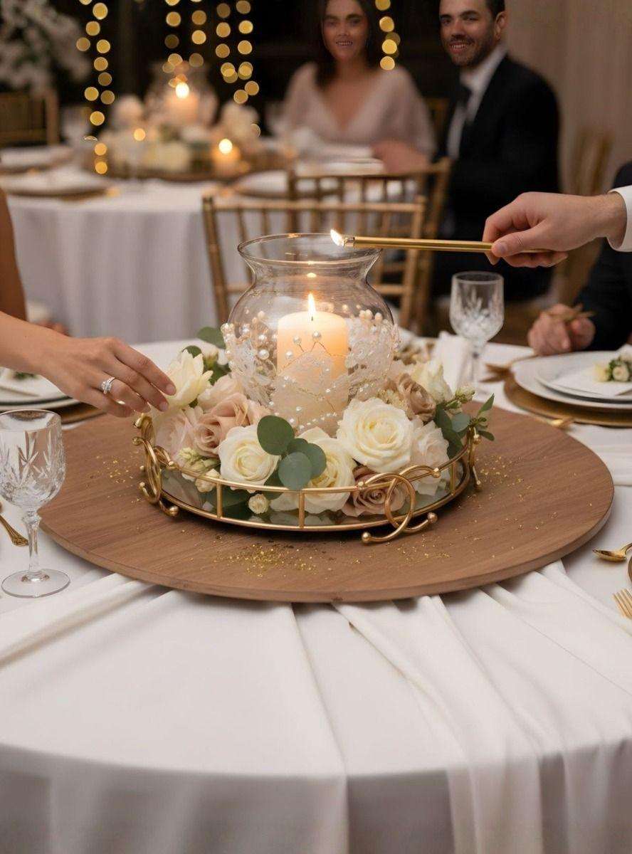 Bandeja Decorativa Adorno Estilo Vintage Base Espejada Jhn-2