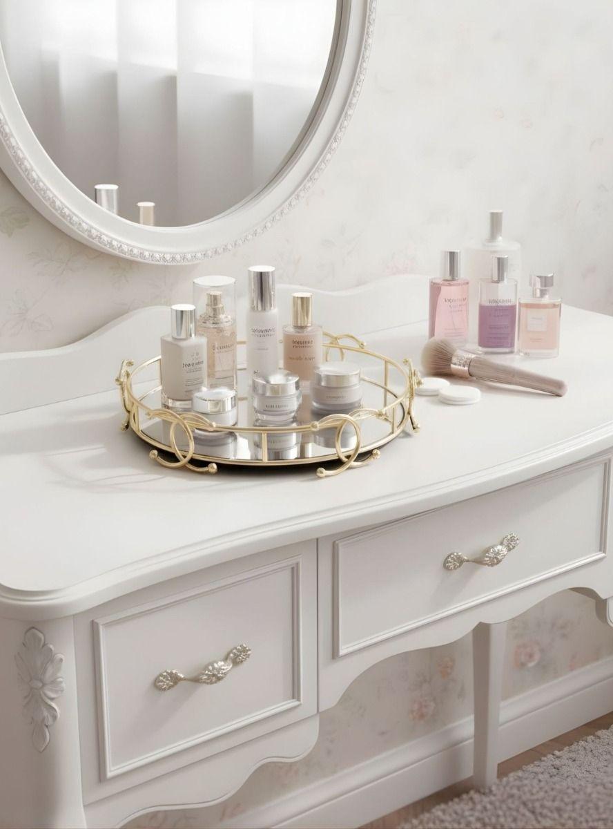 Bandeja Decorativa Adorno Estilo Vintage Base Espejada Jhn-6