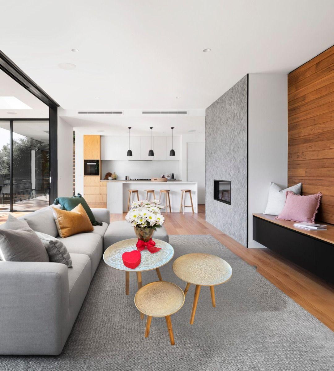 Set 3 Mesas Centro Decorativa Mandala Nórdica Redonda Jhn-6