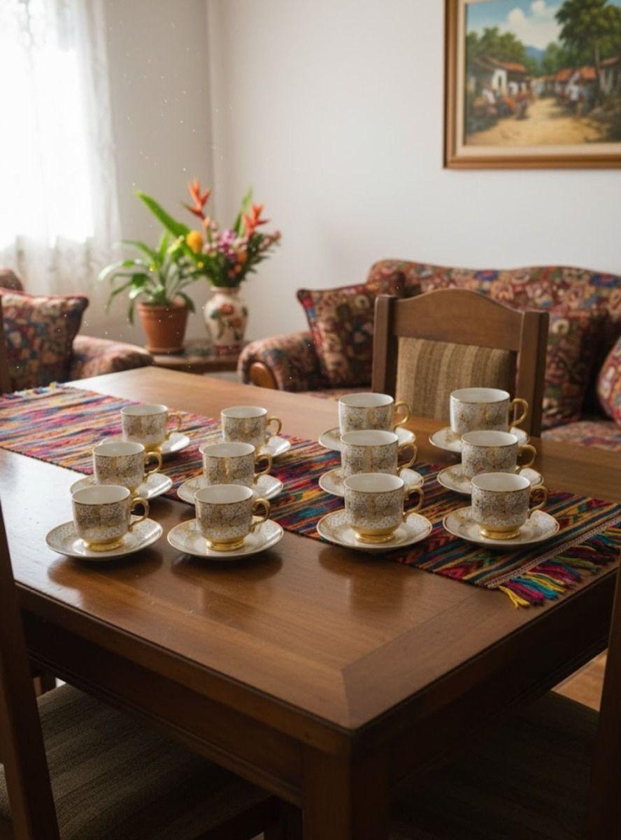 Juego Vajilla Tazas Platillos Adorno Mesa Estilo Clásico Jhn-7