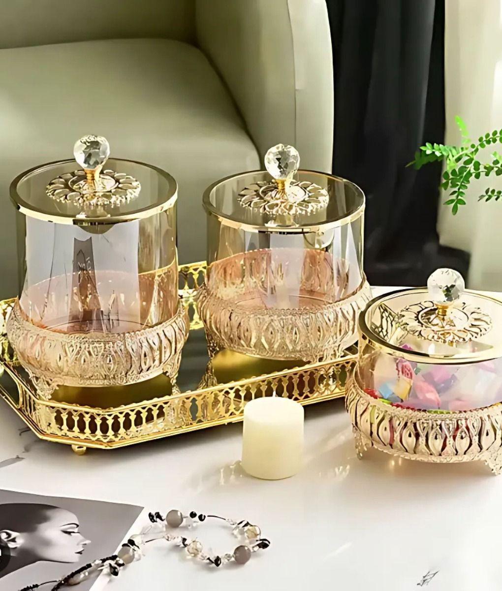 Set 3 Frascos Decorativos Multifuncional Almacenamiento Jhn-6