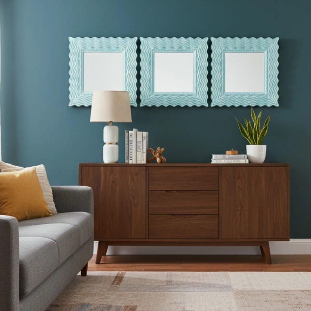 Set 3 Espejo Pared Decorativo Diseño Olas Dinámico Jhn-9