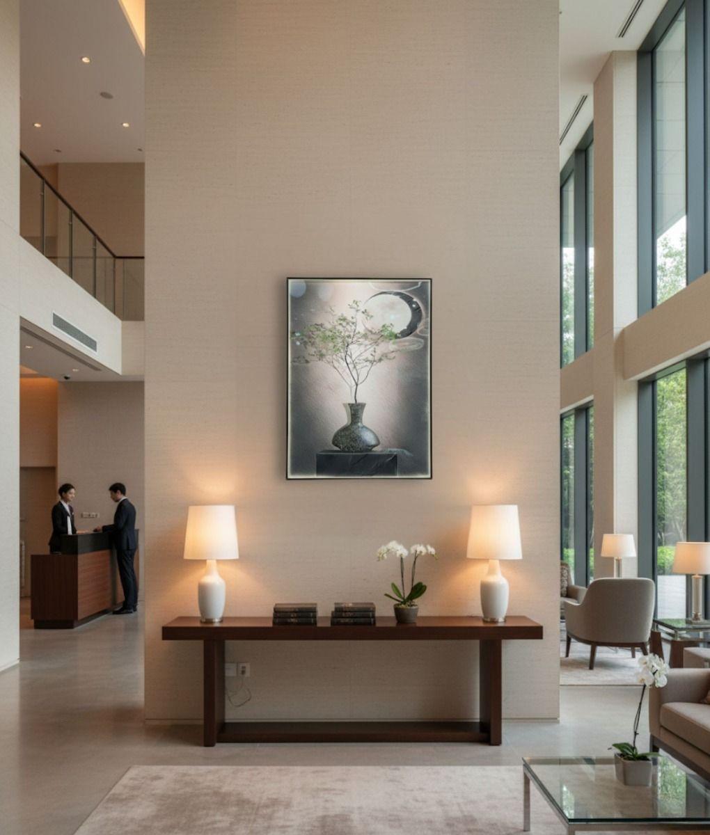 Cuadro Decorativo Pared Naturaleza Luna LED Hogar Jhn-7