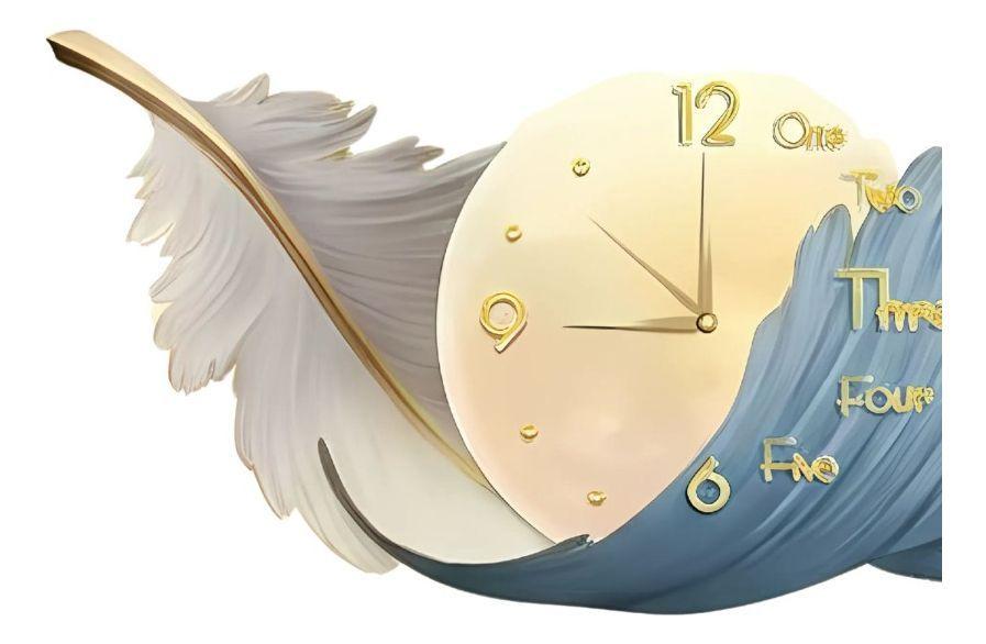 Reloj Pared LED Decorativo Diseño Pluma 3D Hogar Jhn-2