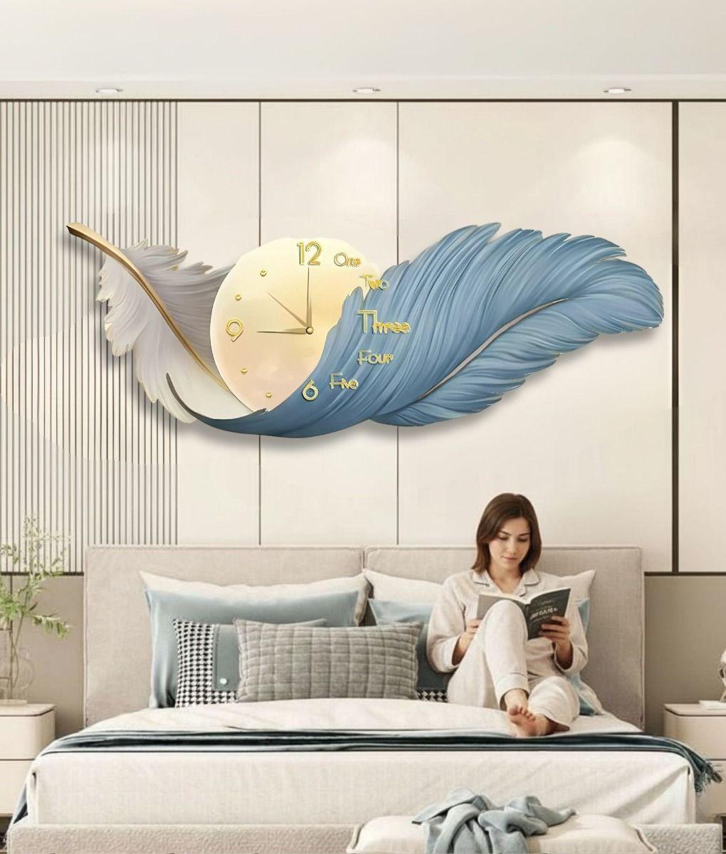 Reloj Pared LED Decorativo Diseño Pluma 3D Hogar Jhn-4