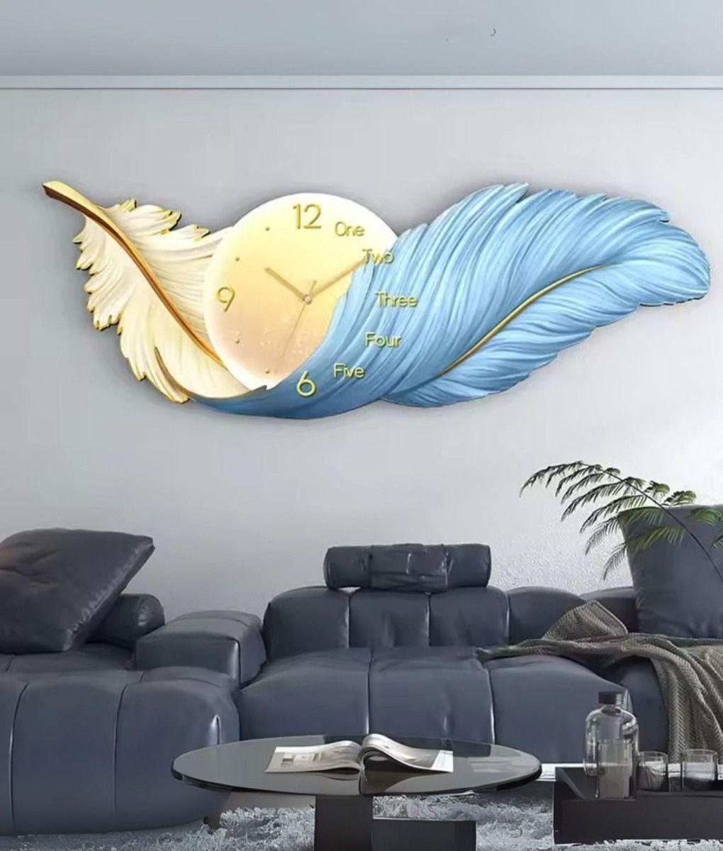 Reloj Pared LED Decorativo Diseño Pluma 3D Hogar Jhn-6