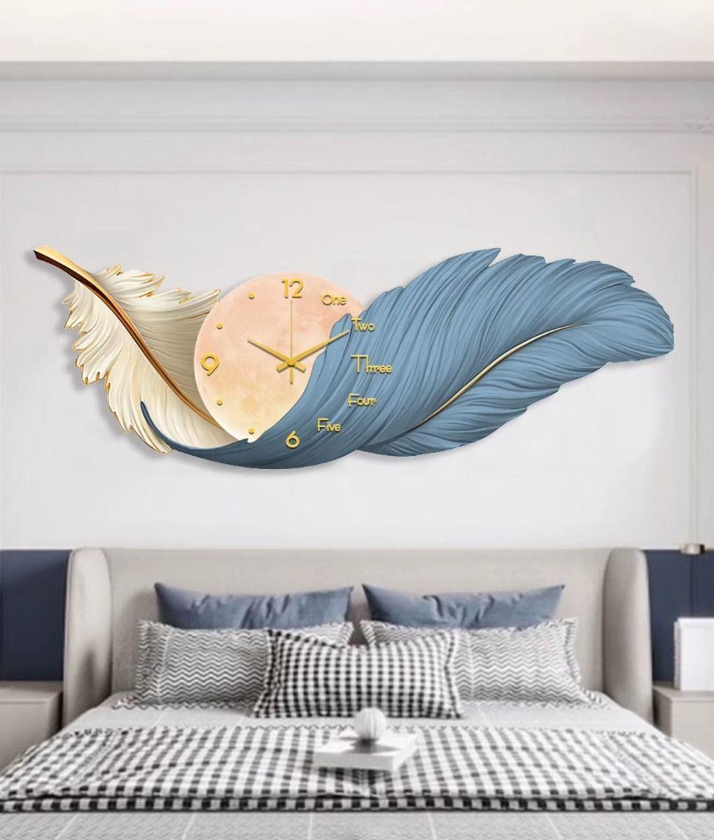 Reloj Pared LED Decorativo Diseño Pluma 3D Hogar Jhn-7