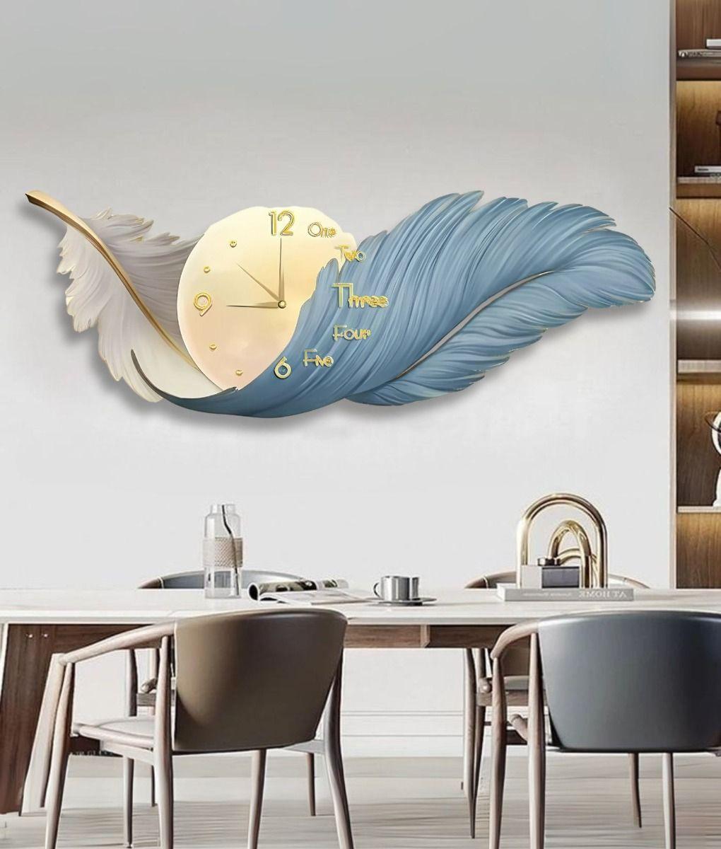 Reloj Pared LED Decorativo Diseño Pluma 3D Hogar Jhn-9