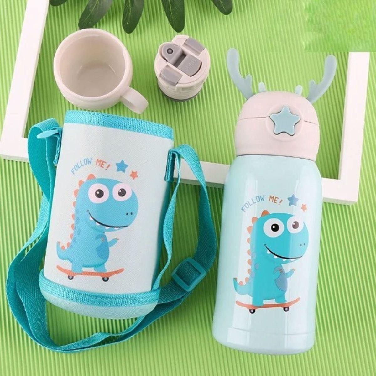 BOTELLA DE AGUA CON PAJITA INFANTIL TERMICA NIÑOS LAU-4