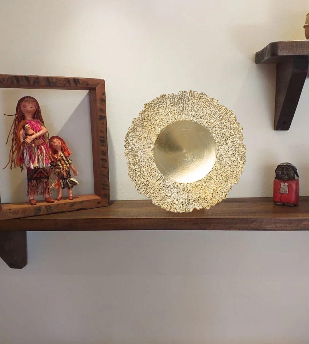 Set 3 Plato Base Redondo Dorado Brillante Decorativo Jhn-8