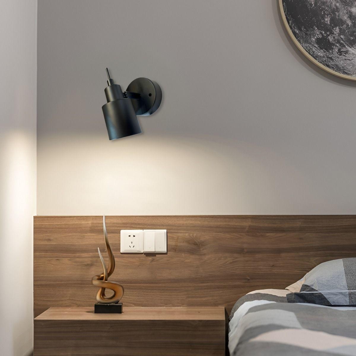 Lámpara Aplique Pared Negro Cabecera Ajustable Jhn-8