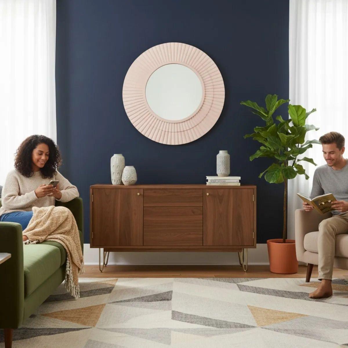 Espejo Decorativo Pared Moderno Diseño Ondas Radiales Jhn-2