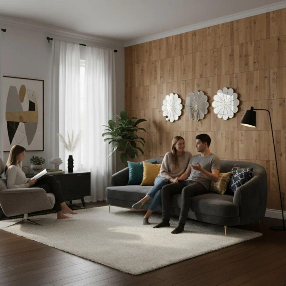 Set 3 Espejo Decorativo Pared Adorno Forma Flor Moderna Jhn-3