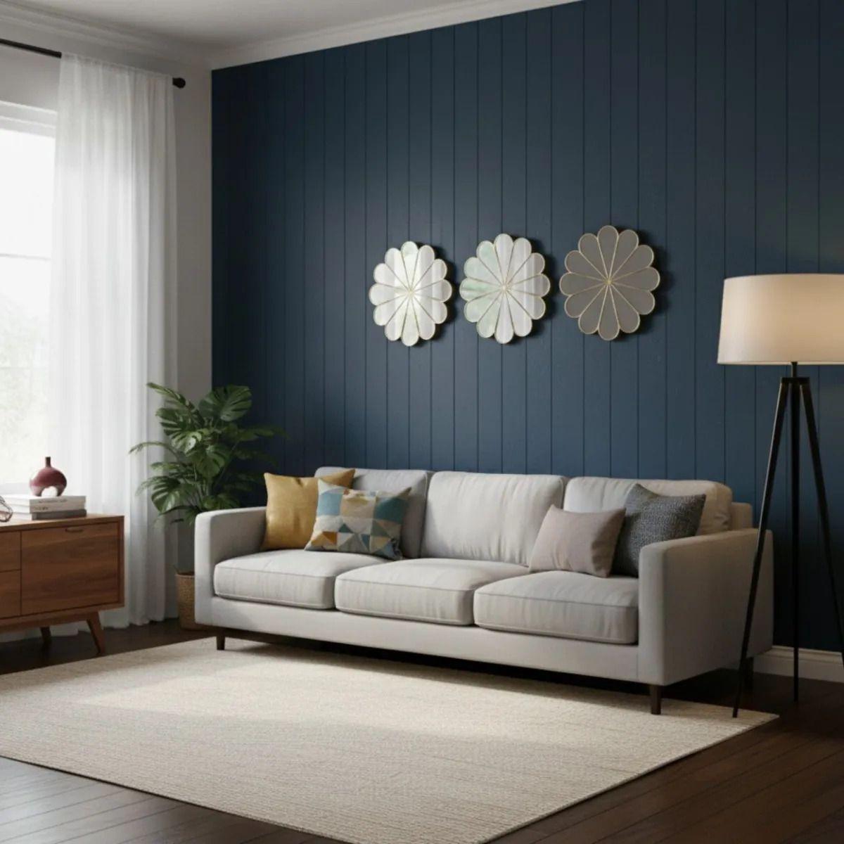 Set 3 Espejo Decorativo Pared Adorno Forma Flor Moderna Jhn-6