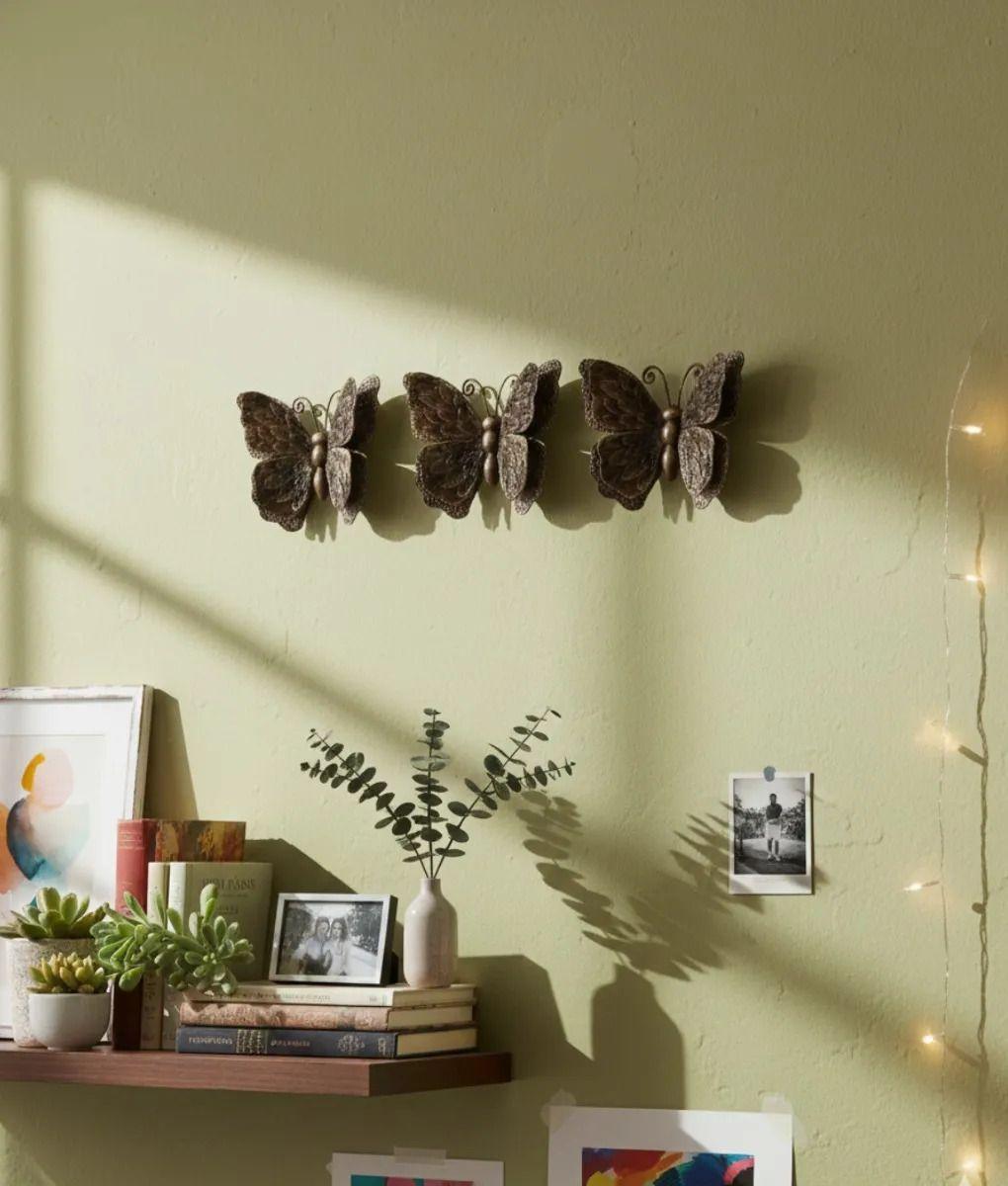 Set 3 Figuras Decorativas Mariposas Pared Vintage Jhn-8