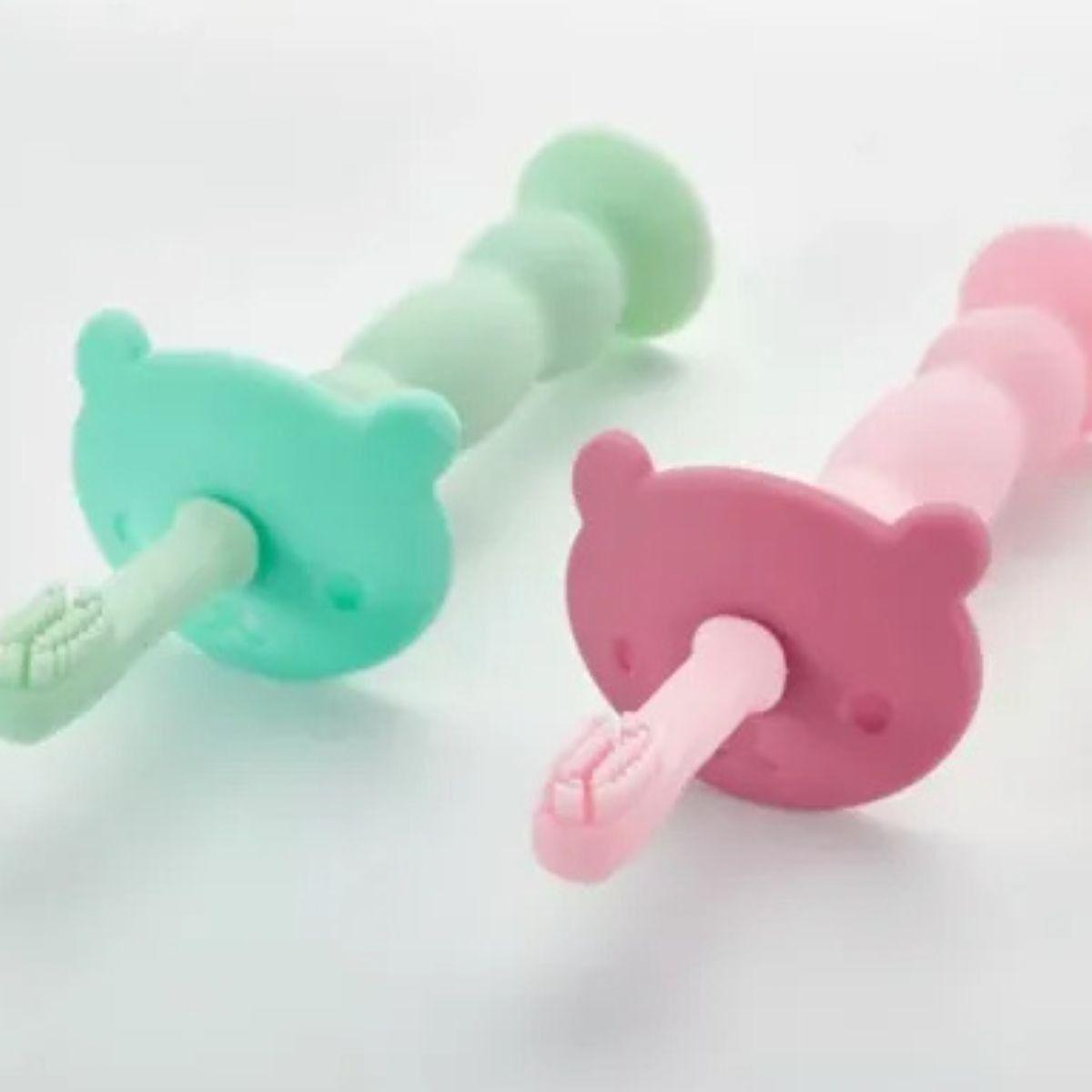 SET 2 CEPILLOS DE DIENTES SILICONA ERGONOMICO BEBE LAU-5