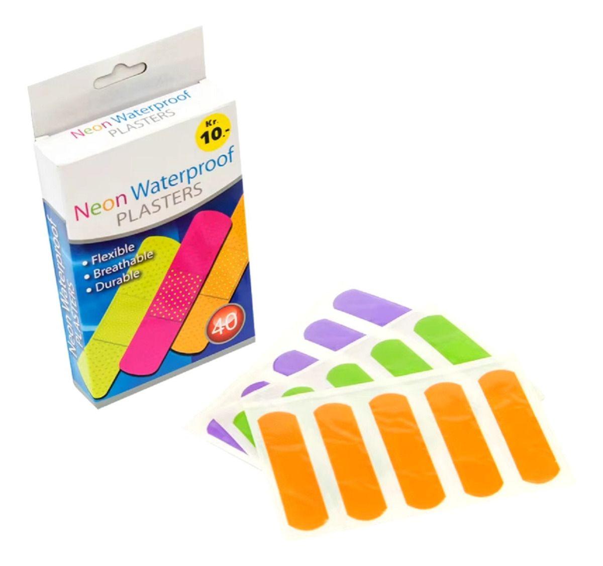 Set 8 Cajas Parche 40 Curitas Adhesiva Neón Agua Protege Lau-8