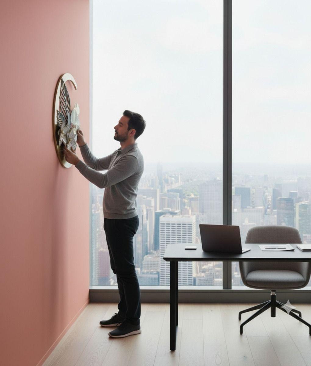 Adorno Floral Pared Cuadro Decorativo Media Luna Hogar Jhn-3