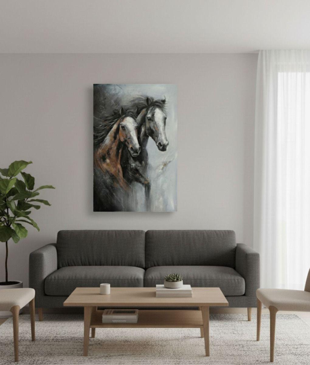 Cuadro Decorativo Adorno Caballos Decoración Pared Jhn-6