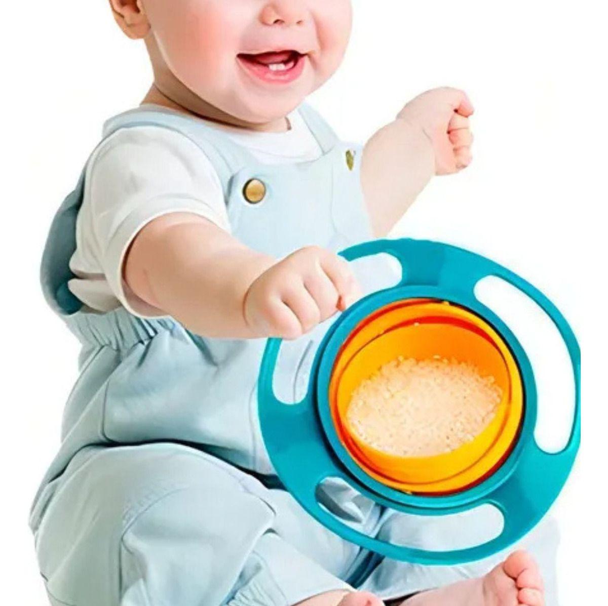 3 SET ALIMENTACION PLATO ANTIDERRAME GIRATORIO BEBE LAU-1