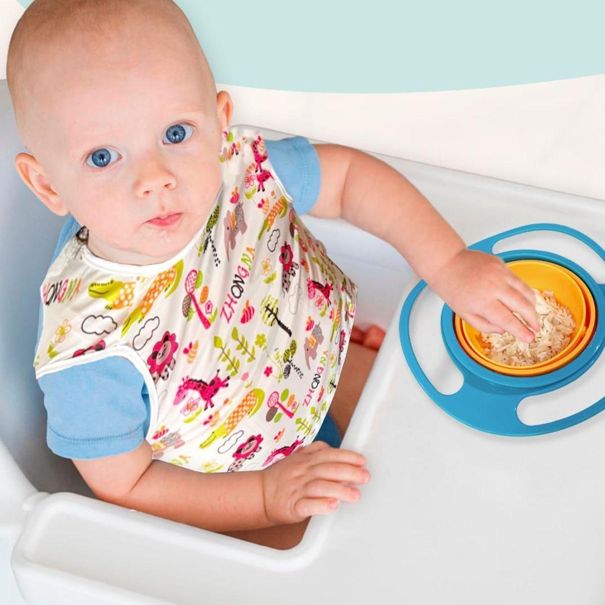 3 SET ALIMENTACION PLATO ANTIDERRAME GIRATORIO BEBE LAU-6