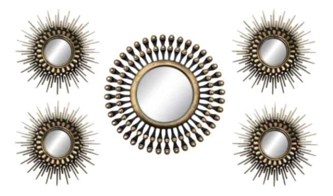 Set 5 Pza Espejo Pared Decorativo Mural Rayos Sol Jhn-2